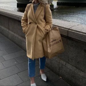 Lulus Harriet Long Double-Breasted Tan Coat